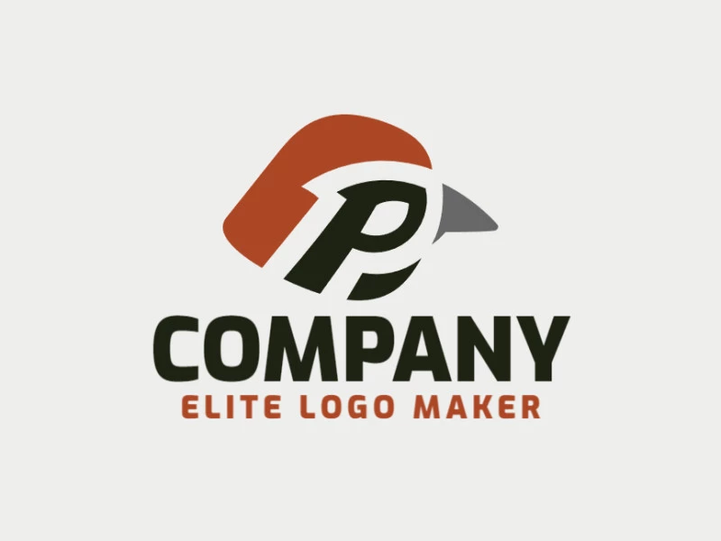 Customizable logo in the shape of a sparrow combined with a letter "P", with a minimalist style, the colors used was brown, grey, and black.