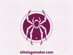Customizable logo in the shape of a spider composed of a symmetric style and purple color.