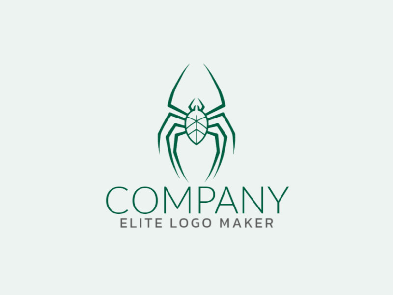 Um logotipo marcante com uma aranha de design simétrico, exalando intriga e elegância com seus tons verdes, perfeito para uma imagem de marca cativante.