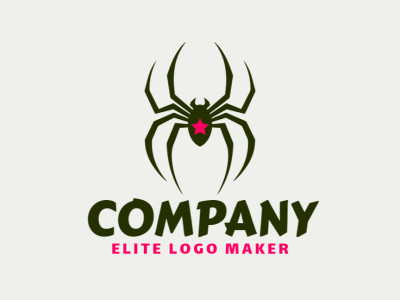 A symmetrically designed logo featuring a spider, blending green and pink tones to evoke a sense of balance and intrigue.