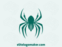 Simple logo composed of abstract shapes forming a spider with the color green.