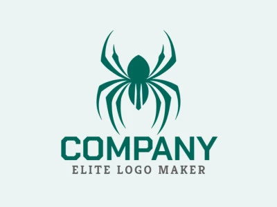 Simple logo composed of abstract shapes forming a spider with the color green.