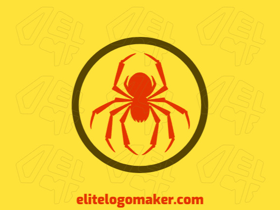 Crie um logotipo vetorizado apresentando um design contemporâneo de uma aranha e estilo simétrico, com um toque de sofisticação e com as cores marrom e vermelho.