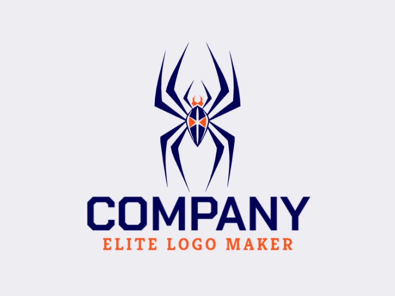 A captivating logo design with an abstract depiction of a spider, blending orange and dark blue tones for a striking visual impact.