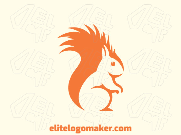 Logotipo vetorial com a forma de um esquilo com design animal e cor laranja.