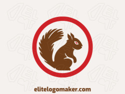 Create your own logo in the shape of a squirrel with creative style with dark red and dark brown colors.