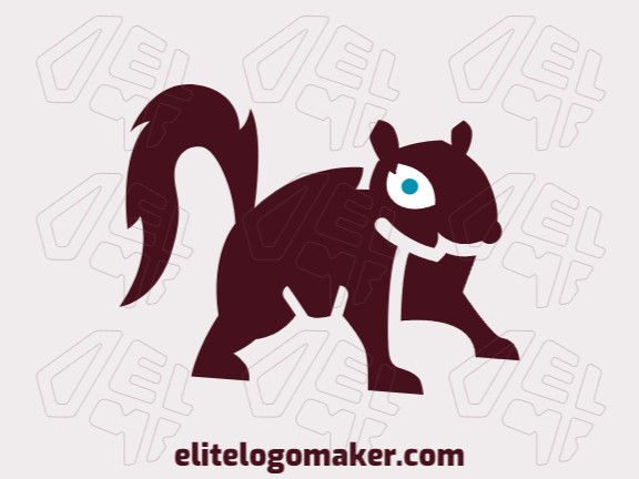 Animal mascot logo with the shape of a squirrel with brown and blue colors.