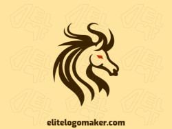 Logo is available for sale in the shape of a stallion horse with animal design with orange and dark brown colors.