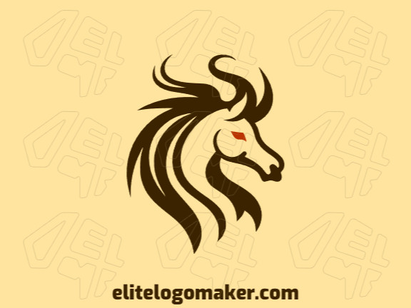 Logotipo disponível para venda com a forma de um cavalo garanhão com design animal e com as cores laranja e marrom escuro.