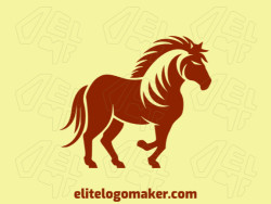 Adaptable logo in the shape of a stallion horse with a simple style, the color used was brown.