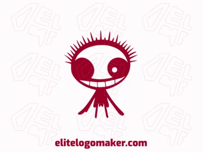 Create a logo for your company in the shape of a straw man with an abstract style and red color.