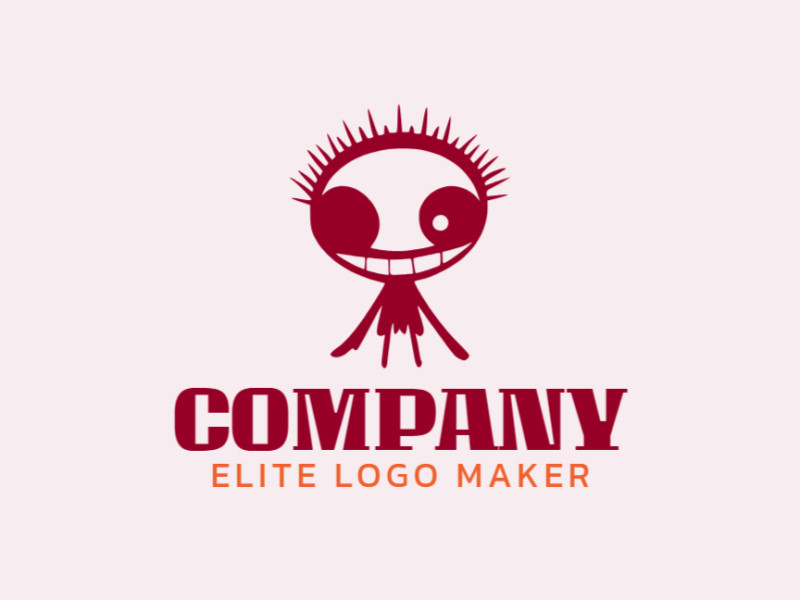 Create a logo for your company in the shape of a straw man with an abstract style and red color.