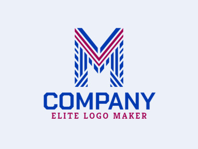 A professional and sophisticated logo featuring a symmetric, striped letter 'M' in bold blue and red hues.