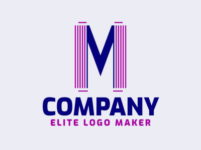 Um logotipo de letra inicial chamativo apresentando um 'M' listrado, mesclando sofisticação com energia vibrante.