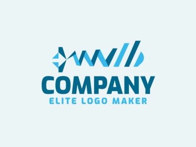 Stylized logo design consists of the combination of a submarine with a shape of a wave with blue colors.