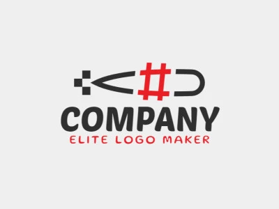 Logotipo personalizable en forma de un submarino combinado con una hashtag compuesto por un estilo abstracto y colores rojo y negro.