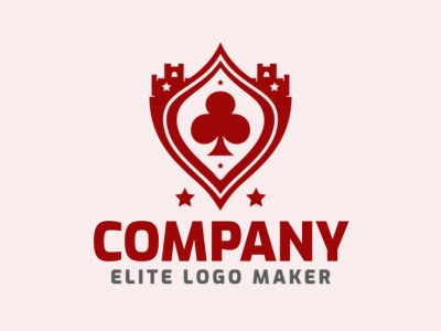 Um design de logotipo emblemático com um naipe de paus e um castelo, simbolizando força e grandiosidade.