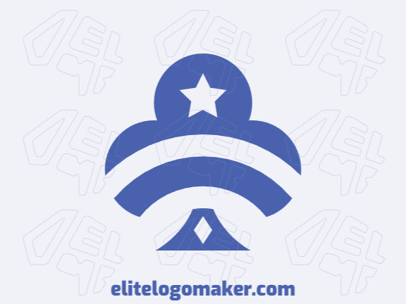 Logotipo com a forma de um naipe de paus combinado com uma estrela, com a cor azul, esse logotipo é ideal para diferentes áreas de negócio.