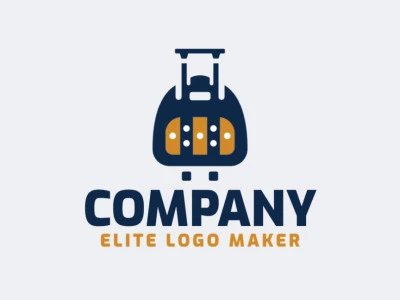 Create a logo for your company in the shape of a suitcase with an abstract style, with blue, brown, and white colors.