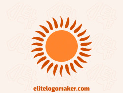 Logo available for sale in the shape of a sun with a minimalist design with orange and dark orange colors.