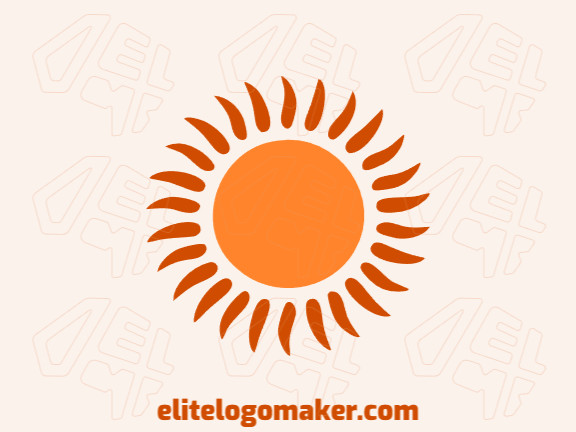 Logotipo disponível para venda com a forma de um sol com design minimalista e com as cores laranja e laranja escuro.