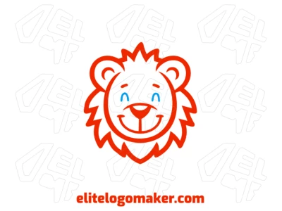 Um logotipo vetorial com uma cabeça de leão super feliz em um design lúdico e colorido, perfeito para um estilo infantil divertido e alegre.