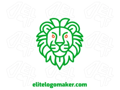 Una ilustración simétrica y atractiva de un león verde, perfecta para un diseño de logotipo creativo y profesional.