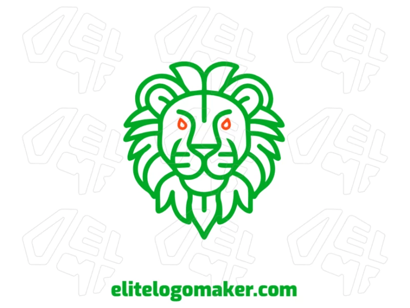 A symmetrical and attractive illustration of a green lion, perfect for a creative and professional logo design.