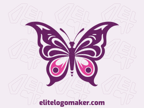 Logotipo com a forma de uma borboleta simétrica com as cores roxo e rosa, esse logotipo é ideal para diferentes áreas de negócio.