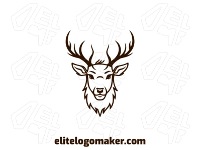 Un logotipo personalizable con un diseño simétrico de una cabeza de ciervo, ofreciendo un visual equilibrado y cautivador con líneas limpias.