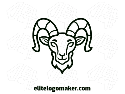 Un concepto abstracto con diseño simétrico de una cabeza de cabra, ofreciendo una idea de logotipo única y creativa para una identidad moderna.