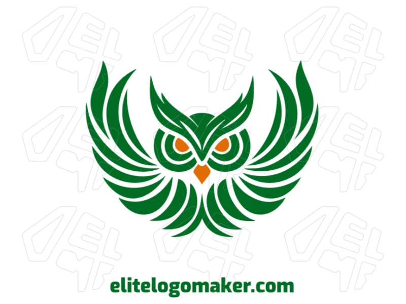 A symmetrical illustration of a green owl with open wings, perfect for your company logo design with a professional and balanced style.