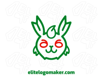 A symmetrical illustration of a green rabbit head, a perfect concept for a creative and professional logo design.