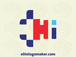 Logo Template in the shape of a letter "T" combined with a letter "H" and a letter "I", with a minimalist design.