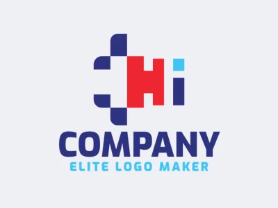 Logo Template in the shape of a letter "T" combined with a letter "H" and a letter "I", with a minimalist design.