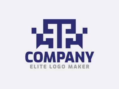 Logotipo ideal para diferentes negócios, com a forma de uma letra "T" combinado com um robô, com design criativo e estilo minimalista.