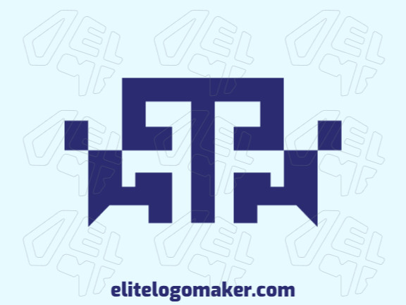 Logotipo ideal para diferentes negócios, com a forma de uma letra "T" combinado com um robô, com design criativo e estilo minimalista.