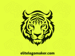 Create a vector logo for your company in the shape of a tiger head with a symmetric style, the color used was black.