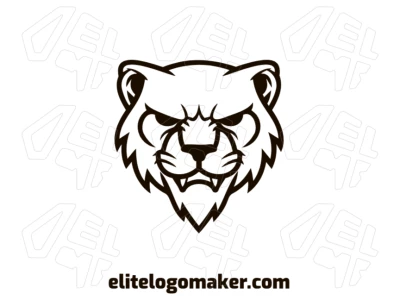 Modelo de logo de cabeça de tigre simétrica com linhas marcantes e equilíbrio geométrico em um conceito clássico de design de logotipo.