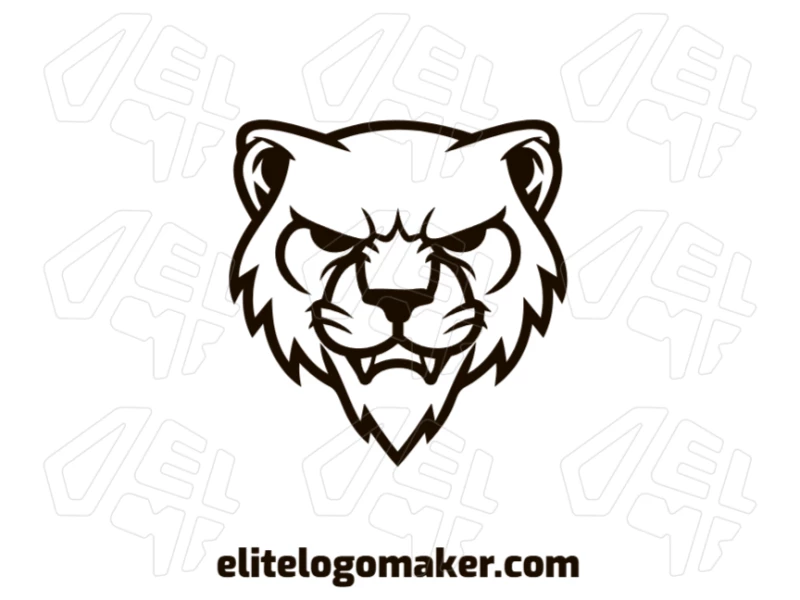 Modelo de logo de cabeça de tigre simétrica com linhas marcantes e equilíbrio geométrico em um conceito clássico de design de logotipo.