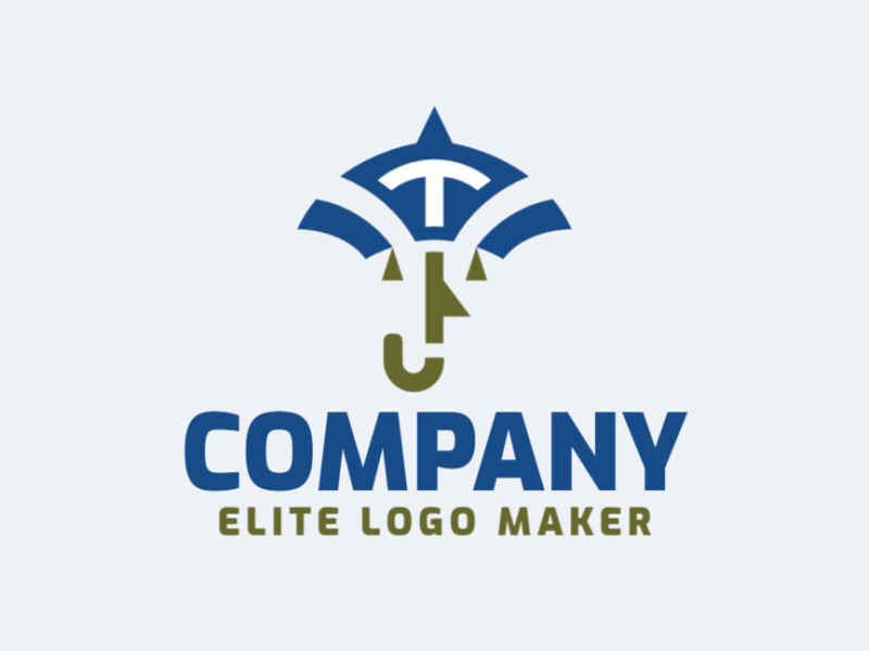 Logotipo ideal para diferentes negocios en forma de paraguas combinado con un rostro con diseño creativo y estilo abstracto.