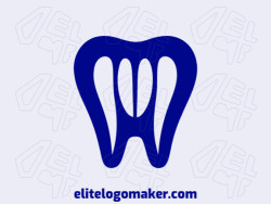 Creative logo in the shape of a tooth with a memorable design and minimalist style, the color used is dark blue.