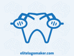 Customizable abstract logo with the shape of a tooth with blue color.