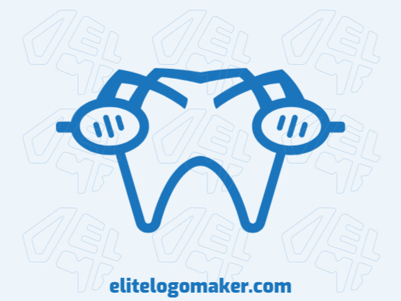 Logotipo vetorial com a forma de um dente combinado com um óculos com design infantil e cor azul.