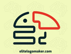 Logotipo profissional com a forma de um tucano com design criativo e estilo monoline.