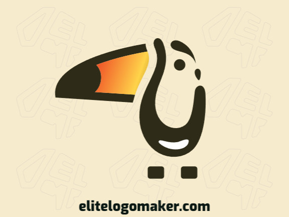 Mascot logo in the shape of a toucan ideal for any brand, the colors used in the logo is yellow, orange, and black.