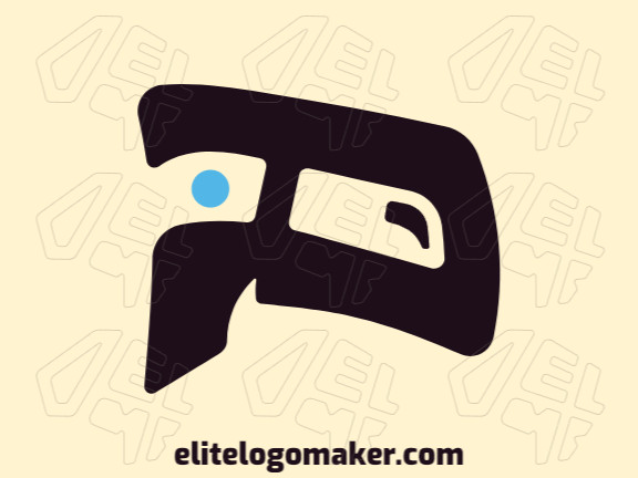 Logotipo memorável com a forma de um tucano com estilo abstrato, e cores customizáveis.
