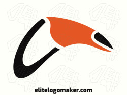 Logotipo customizável com a forma de um tucano combinado com um bumerangue, com design criativo e estilo minimalista.