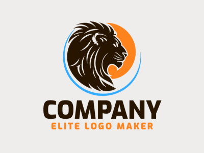 Un logo ilustrativo que representa a un león turista, con tonos de azul, marrón y naranja que evocan aventura y exploración.