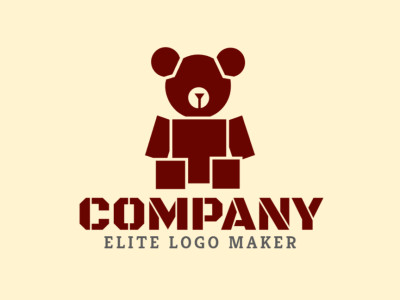 An adorable logo design featuring a toy bear, exuding childlike charm and innocence in warm brown tones.